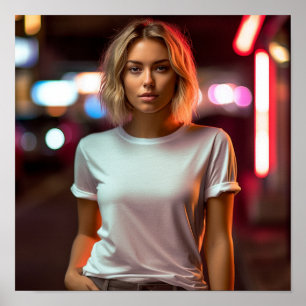 Poster Um modelo loiro vestindo uma camisa Gildan