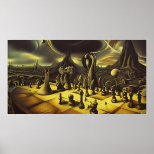 Poster Um moderno abstrato de tabuleiro surreal