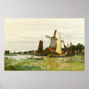 Poster Um moinho de vento em Zaandam Claude Monet