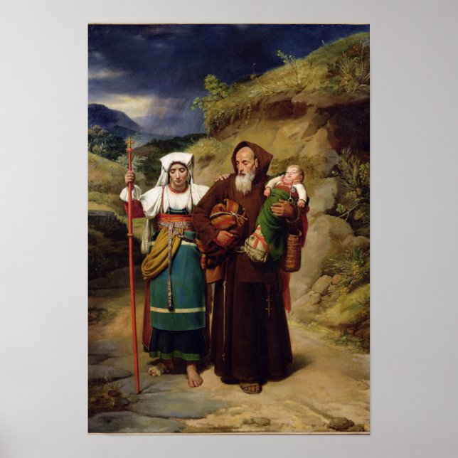 Poster Um monge ajudando um peregrino (Frente)