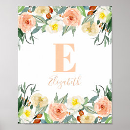 Poster Um monograma de menina floral. Nome das flores de 