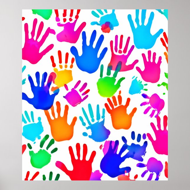 Poster Um mundo de mãos em cor (Frente)