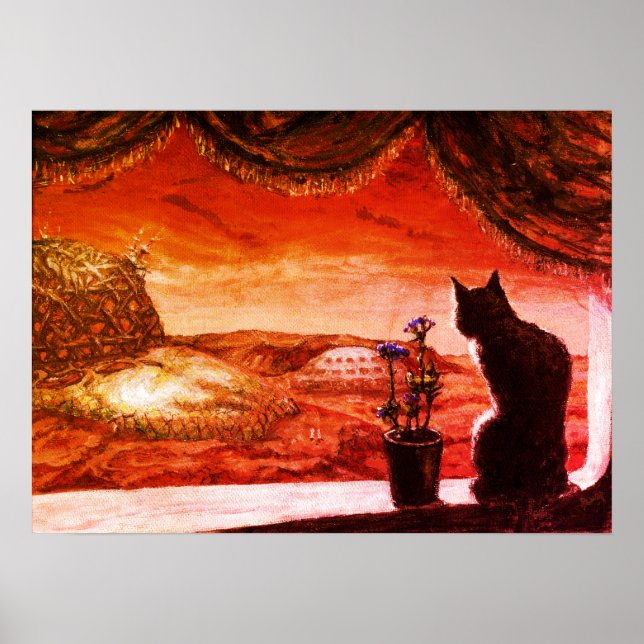 Poster Um Mundo Novo - Sci-Fi - Gato em Marte (Frente)