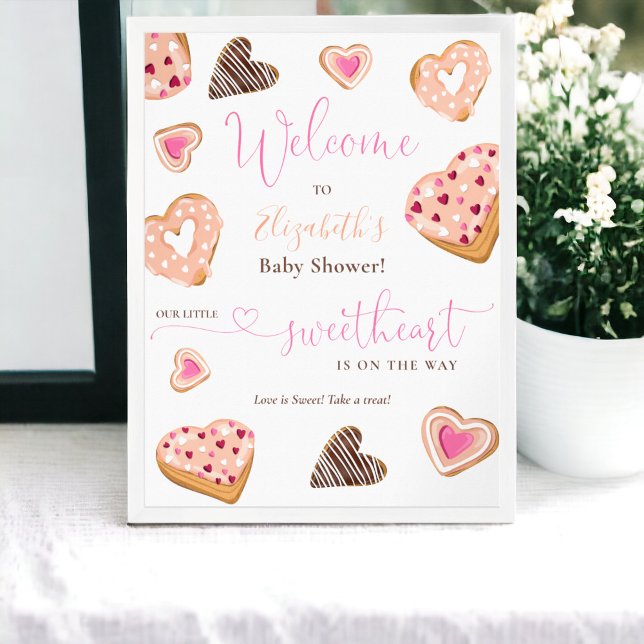 Poster Um namorados de rosquinhas (A little sweetheart valentine donuts baby shower poster)