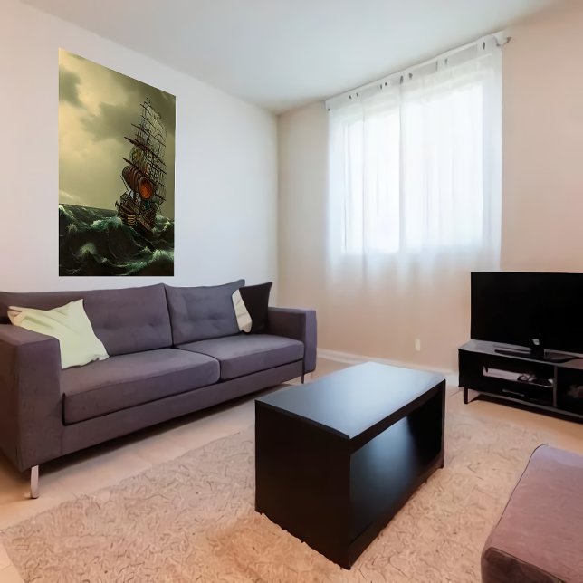 Poster Um navio legal no oceano tempestuoso | AI Art Post (Criador carregado)