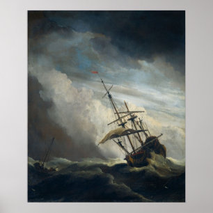 Pôster Um navio na necessidade em uma tempestade Raging