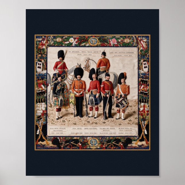 Poster Um Needlepoint dos Regimentos Escoceses 1895 (Frente)