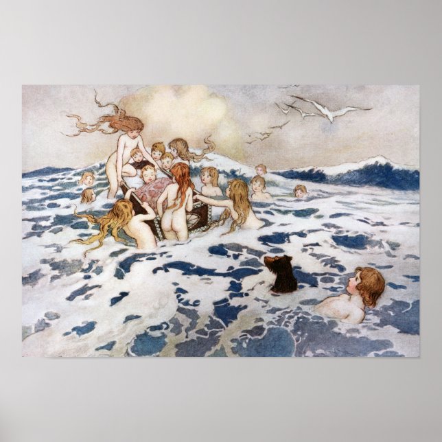 Pôster Um Novo Bebê d'Água por Warwick Goble (Frente)