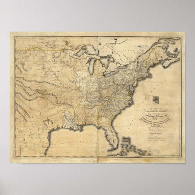 Pôster Um novo e correto mapa dos Estados Unidos (Frente)