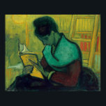 Poster Um novo leitor, o quadro Vincent Van Gogh<br><div class="desc">Poster apresenta "Une liseuse de romans", ou seja, "A Novel Reader" (1888), de Vincent Van Gogh. Ela mostra uma mulher com seu rosto em um livro, uma biblioteca e uma escada atrás dela. A mulher está em tons legal enquanto o livro e os elementos da biblioteca estão em um esquema...</div>