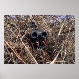 Poster Um observador do escuteiro pratica o techniqu da