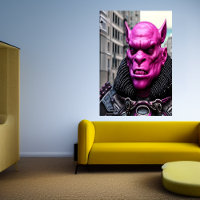 Um orc de alienígena rosa na cidade | AI Art Poste
