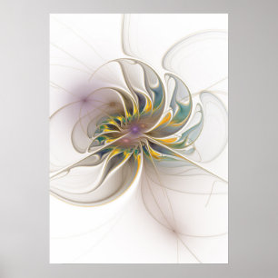 Poster Um ornamento fractal colorido. Arte de flor abstra