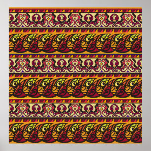 Poster Um ornamento sem costura étnico colorido. Floral