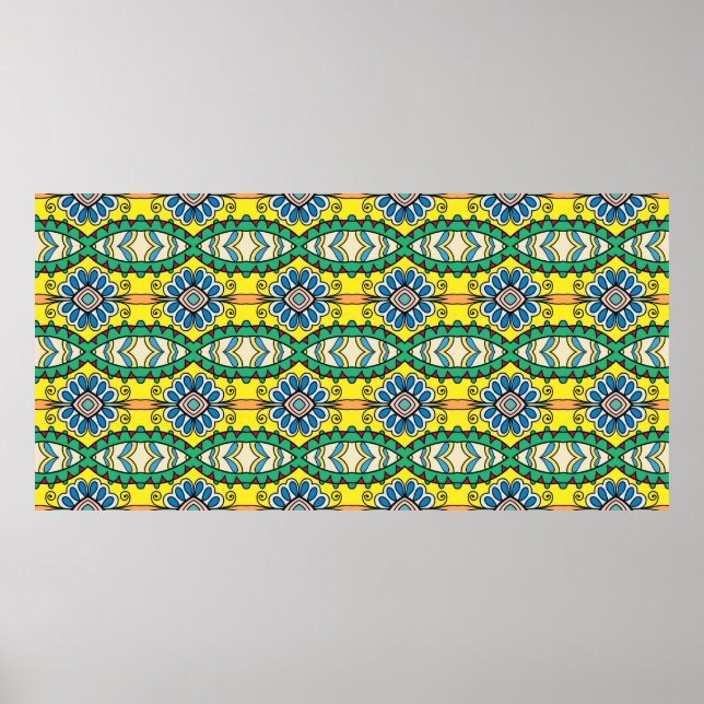 Poster Um padrão desenhado à mão abstrato sem costura. De (Frente)