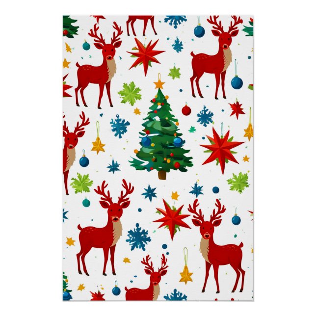 Pôster Um Padrão Festivo De Natal Arte Digital (Frente)