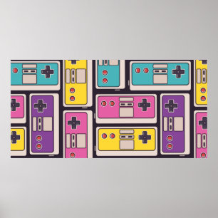 Poster Um padrão perfeito com joysticks de jogos. Doença