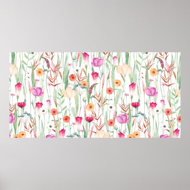 Poster Um padrão perfeito e bonito com diferentes flores  (Frente)