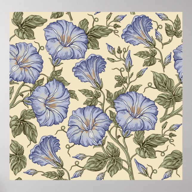 Poster Um padrão perfeito. Flores selvagens Petunia. Beau (Frente)
