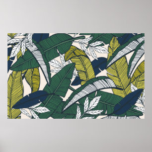 Poster Um padrão tropical perfeito com folhas de banana.