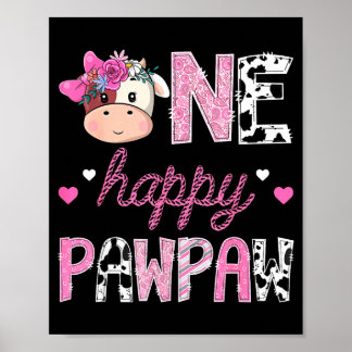 Poster Um papaia feliz aniversário de 1 ano menina fazend