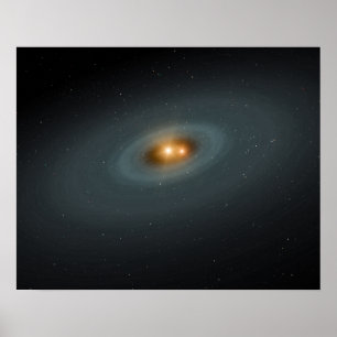 Pôster Um par apertado de estrelas e um disco ao redor