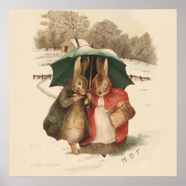 Poster "Um par feliz" por Beatrix Potter (Frente)