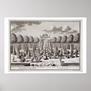 Pôster Um parterre com as árvores alaranjadas no jardim