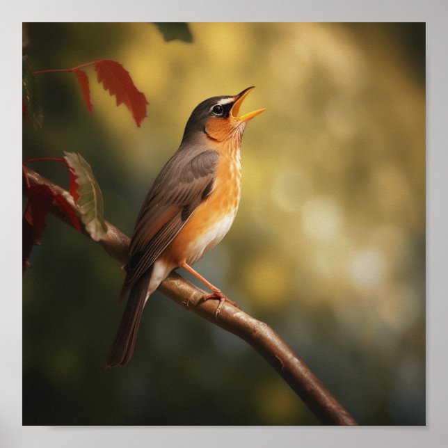 Poster Um pássaro cantando pela manhã (Frente)