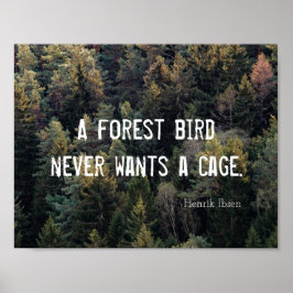 Poster Um Pássaro Florestal Nunca Quer Um Design De Gaiol