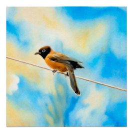 Pôster Um pássaro solitário colorido