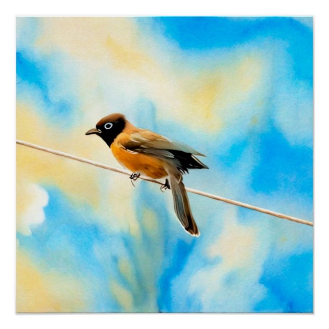 Pôster Um pássaro solitário colorido (Frente)