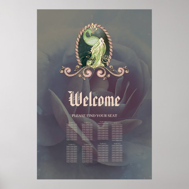 Poster Um pavão majestoso em ouro e verde. (Frente)