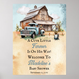 Poster Um Pequeno Agricultor Bonito Está A Caminho De Chá