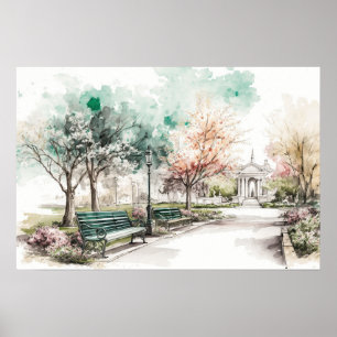 Poster Um pequeno canto no parque em um Primavera
