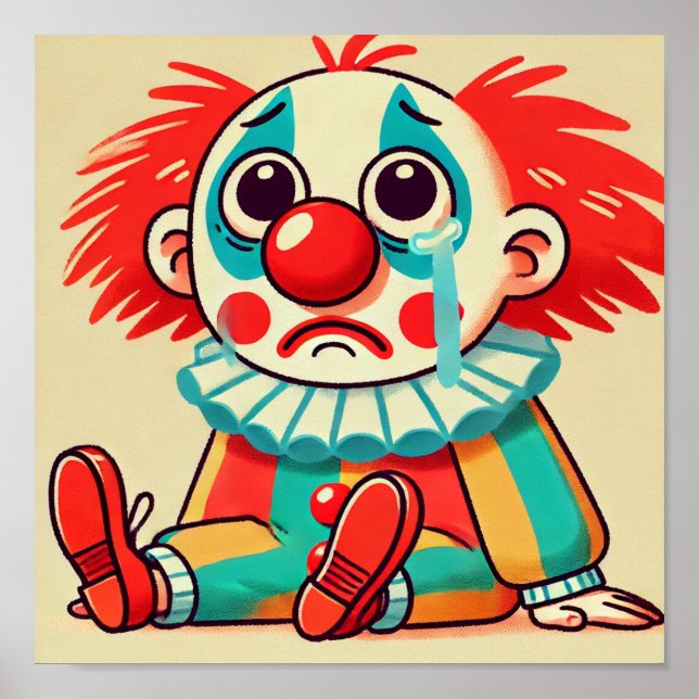 Poster Um Pequeno Cartoon Triste Chorando (Frente)