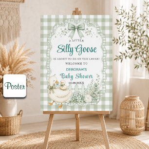 Poster Um Pequeno Chá de Bebê Cottagecore Verde de Ganso
