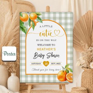 Poster Um Pequeno Doce a Caminho Laranja Chás de Bebê