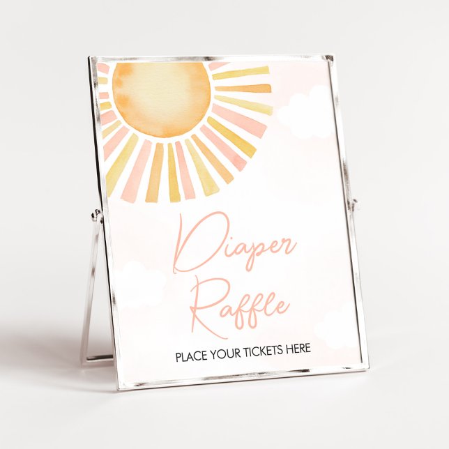 Poster Um pequeno raio de luz do sol Fralda Raffle (You Are My Sunshine Baby Shower Diaper Raffle Sign)