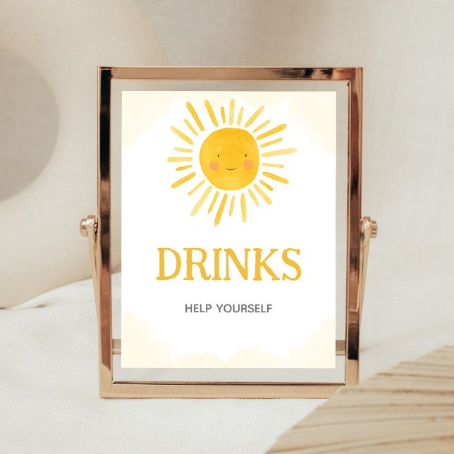 Poster Um Pequeno Raio de Luz Sinal de Bebidas (Sunshine Baby Shower Drinks Sign)