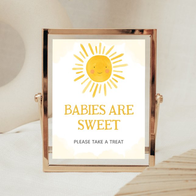 Poster Um Pequeno Raio de Sol Bebês São Doce Sinal (Sunshine Baby Shower Babies are Sweet Sign)