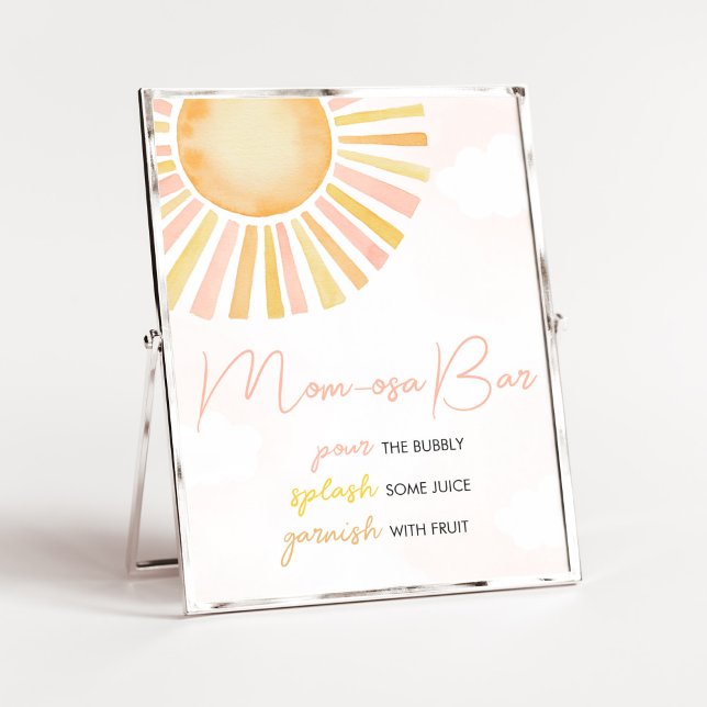 Poster Um pequeno raio de sol Chá de fraldas mãe Bar Osa (You Are My Sunshine Baby Shower Mom Osa Bar Sign)