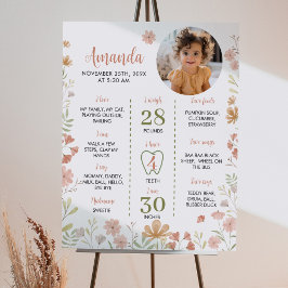 Poster Um Pequeno Sinal de primeiro aniversario de Flores