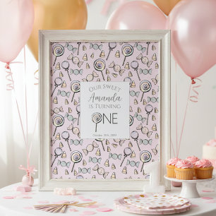 Poster Um Pequeno Tema Doce, Primeiro Aniversário