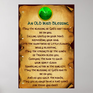 Poster Um pergaminho irlandês velho da bênção para a