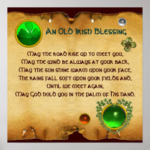 Poster Um pergaminho irlandês velho da bênção, quadra