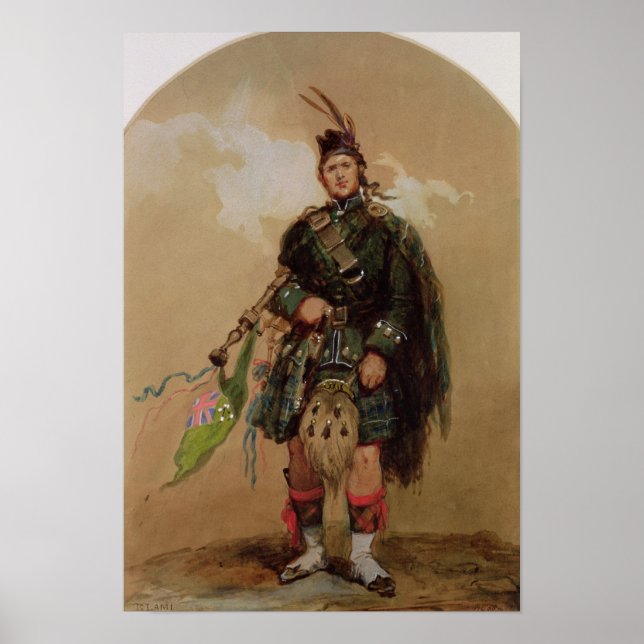 Poster Um Piper do 79º Highlanders em Chobham (Frente)