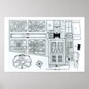 Pôster Um plano dos jardins na casa de Belton,