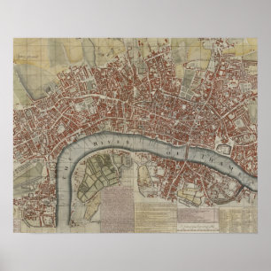 Poster Um plano novo e exato das cidades de Londres e de
