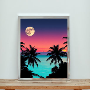Poster Um Pôr do Sol Vibrante Sobre Águas Turquesa